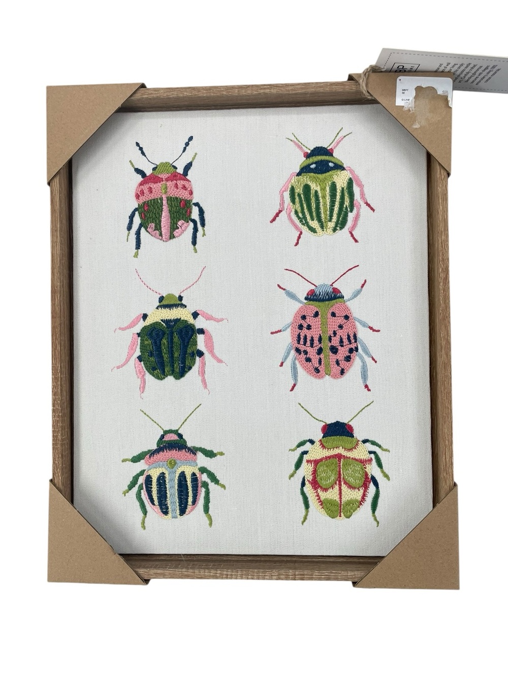 BP Home Embroidered Insect Wall Art – 12x15, New, Framed Textile